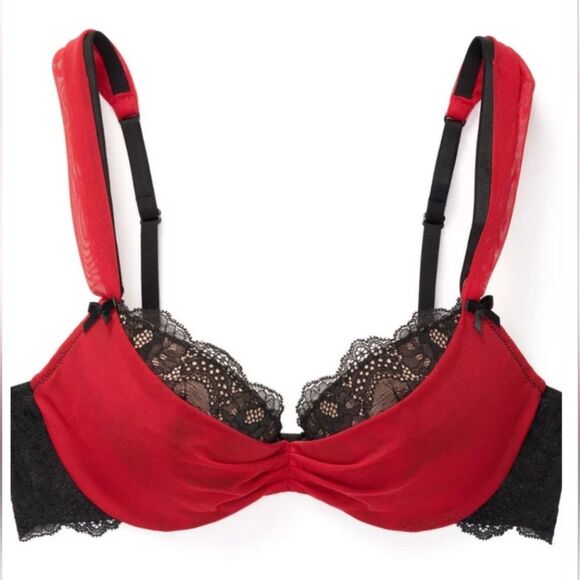 EUC Adore Me Women's Lace Clairabelle Underwire Contour Demi Plus Bra Red SZ 44D - Picture 4 of 15